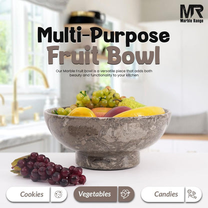 Handmade Marble Fruit Bowl | Decorative Serving Bowl | Kitchen Countertop Bowl | Round Fruit Bowl | Home Décor Bowl - PuriLite