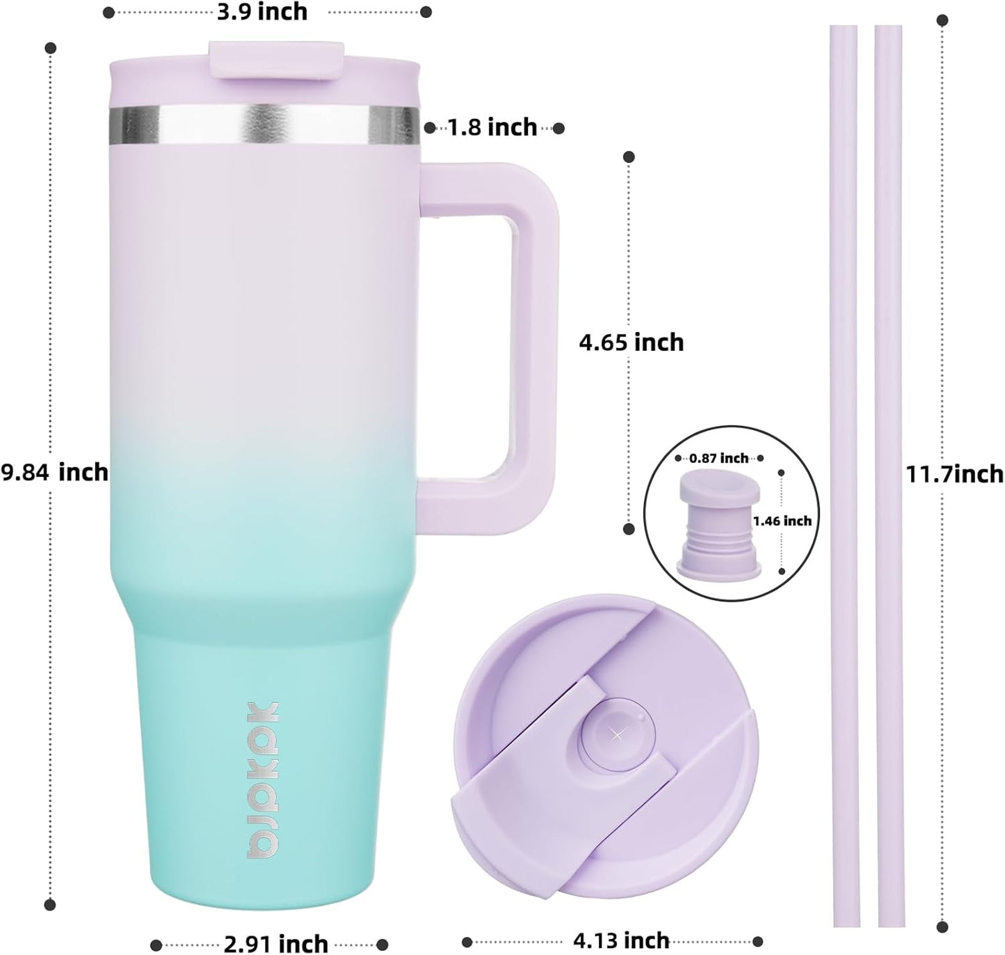 BJPKPK Tumbler with Handle and Straw 30oz Insulated Tumbler Cups with Lid Stainless Steel Travel Coffee Mug,Indigo Black