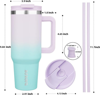 BJPKPK Tumbler with Handle and Straw 30oz Insulated Tumbler Cups with Lid Stainless Steel Travel Coffee Mug,Indigo Black