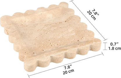 HESHIBI Marble Decorative Tray, Square, 8x8 inches, Rosso Lepanto, Luxury Natural Stone, Bathroom Vanity, Dresser Top, Kitchen Sink, Trinket Ring Tray