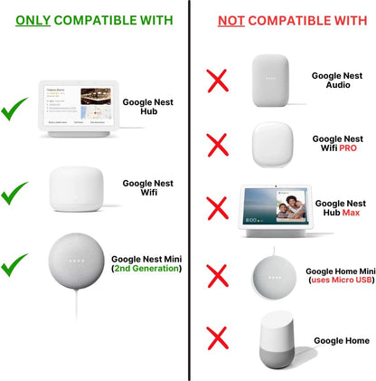 Vebner 6-Foot Power Adapter Compatible with Google Nest Mini, Nest Hub, Nest WiFi Router and Nest WiFi Point Power Cable (Long)