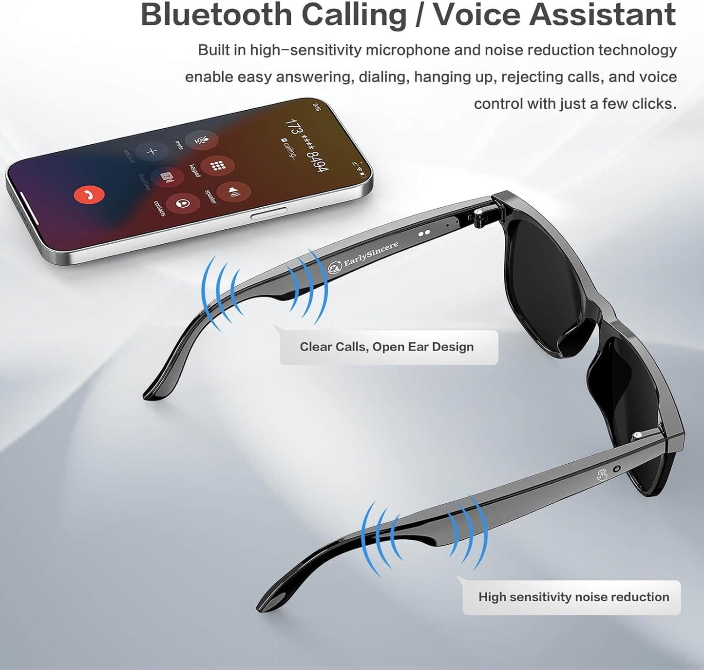 2025 AI Translation Smart Glasses for Men Women,7 Day Ultra-Long Standby,Anti-Blue Light/UV400,Bluetooth Glasses with 163 Translation,IP65 Waterproof,Multifunctional Sunglasses for Android iOS Black