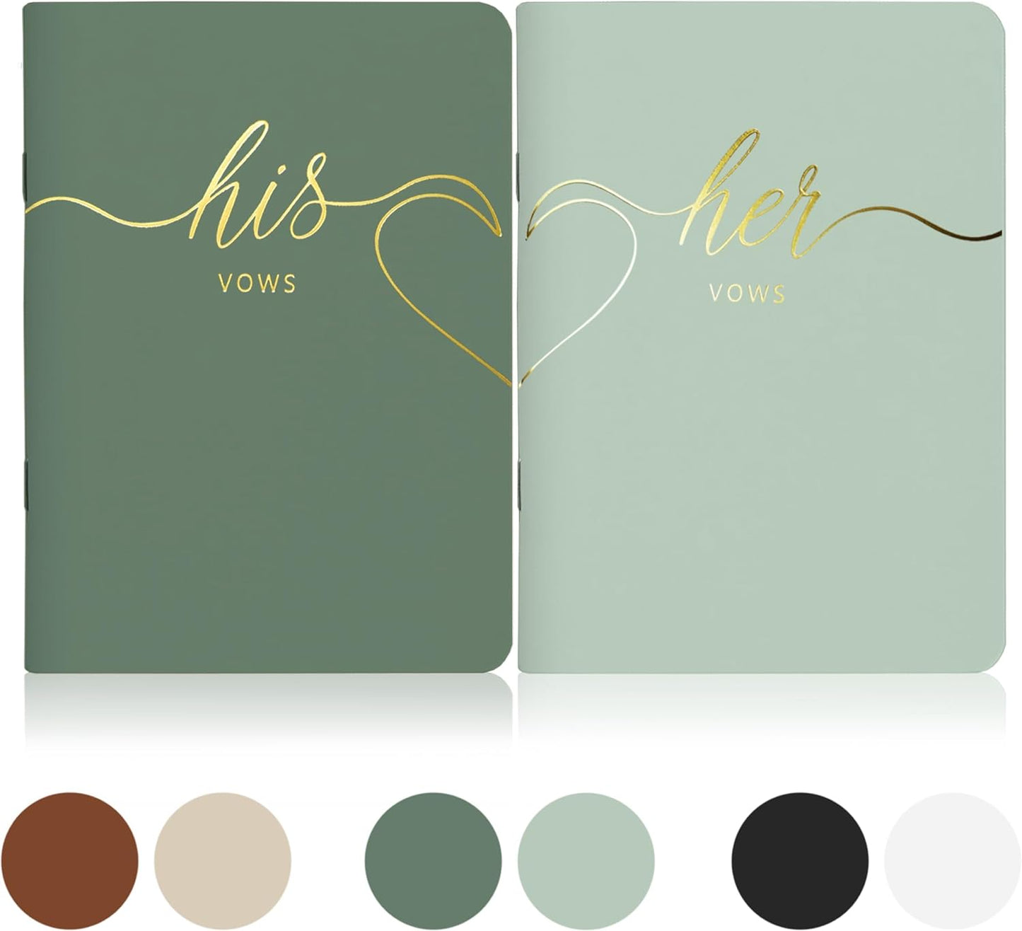LSSH GmbH Vow Books - His and Hers Wedding Essentials, 28 Pages, 5.5" X 4" (Dark Green & Sage)