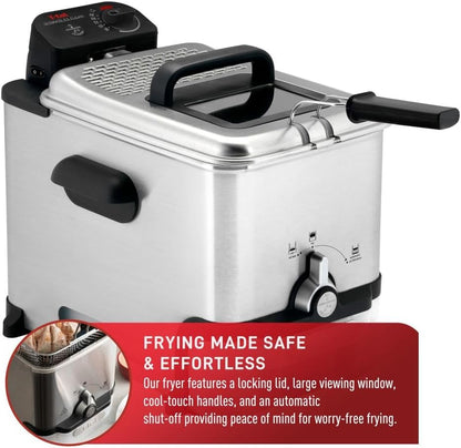 3.5L Stainless Steel Deep Fryer | Automatic Oil Filtration, Adjustable Temperature and 1700W Power