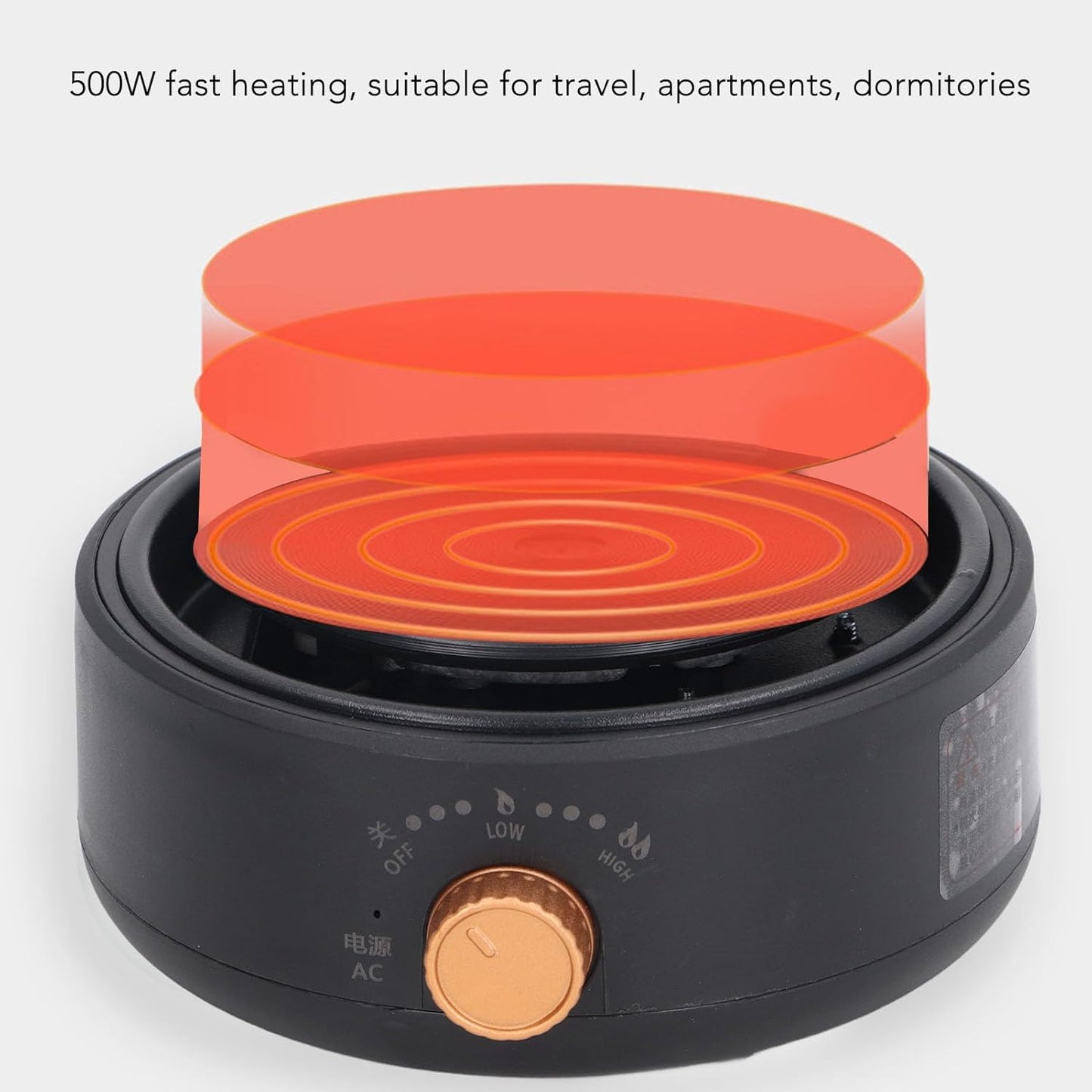 Electric Mini Stove Portable 4 Hot Plate 500W 110V Electric Ceramic Stove for Boiling Water, Making Tea and Coffee (Black)