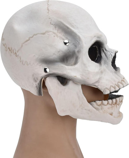 Skull Mask Creepy with Moving Jaw Halloween Full Head Skull Mask Scary Skeleton Mask Latex Mask for Cosplay Party Props