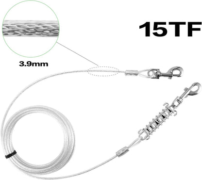 Tie Out Cable for Dogs, 10FT Dog Leads for Yard Chew Proof, Heavy Duty Dog Tie Out Cable for Large Dogs Up to 126lbs, Durable Dog Runner for Yard or Camping