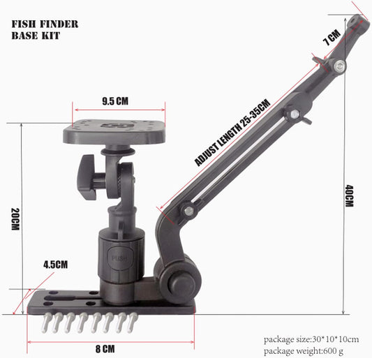 Pyhodi Fishfinder Mount, Kayak/SUP Transducer Mounting Arm Strong Clamping Force Fish Finder Base Kit Nylon and Stainless Steel Bracket for Fishfinder, Kayak DIY, Compatible Garmin: Striker 4 black - PuriLite