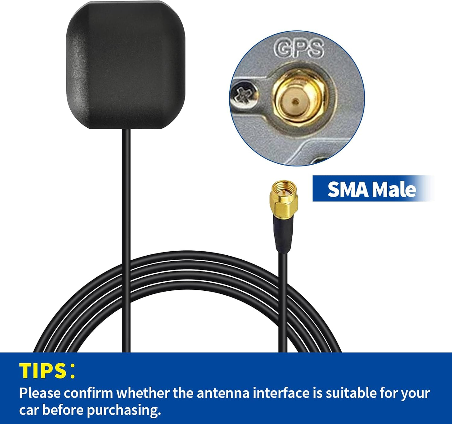Bingfu Vehicle GPS Navigation Antenna Active GPS Antenna with Fakra C Right Angle Connector Compatible with Car Truck GPS Navigation Receiver System Factory DVD Stereo Head Unit