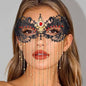 Obmyec Masquerade Lace Mask Costume Eye Mask Tassels Face Masks Rhinestone Black Mask for Women and Girls