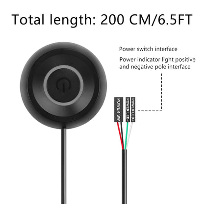 SinLoon PC Power On Button Desktop Computer Power Switch External Remote Start 6.5 FT Computer Motherboard PC Power Switch Extension Cable with LED Light (Black)