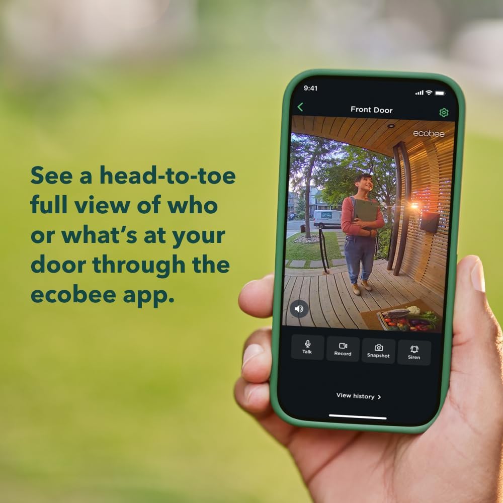ecobee Smart Video Doorbell Camera (Wired) - with Industry Leading HD Camera, ecobee Smart Security, Night Vision, Person and Package Sensors, 2-Way Talk, and Video & Snapshot Recording