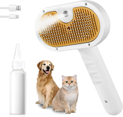 Cat Steam Brush for Dogs & Cats – 3-in-1 Pet Deshedding Tool for Long & Short Haired Pets, Grooming Shedding Brush-Contains shampoo