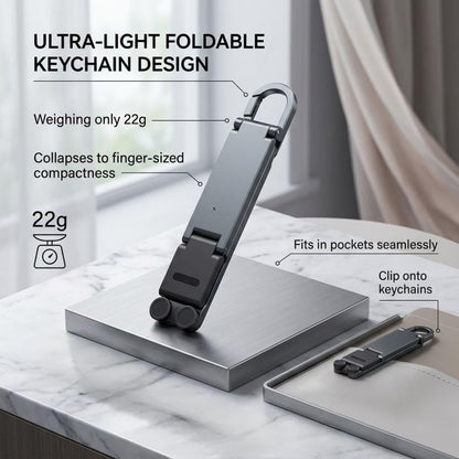 Portable Mini Aluminum Phone Stand, Ultra-Compact Foldable Holder，7PC Mixed Universal Phone Stand with Solid Alloy Body, Built-in Keychain Hook, Fully Adjustable Desktop Support Design for Most Phones