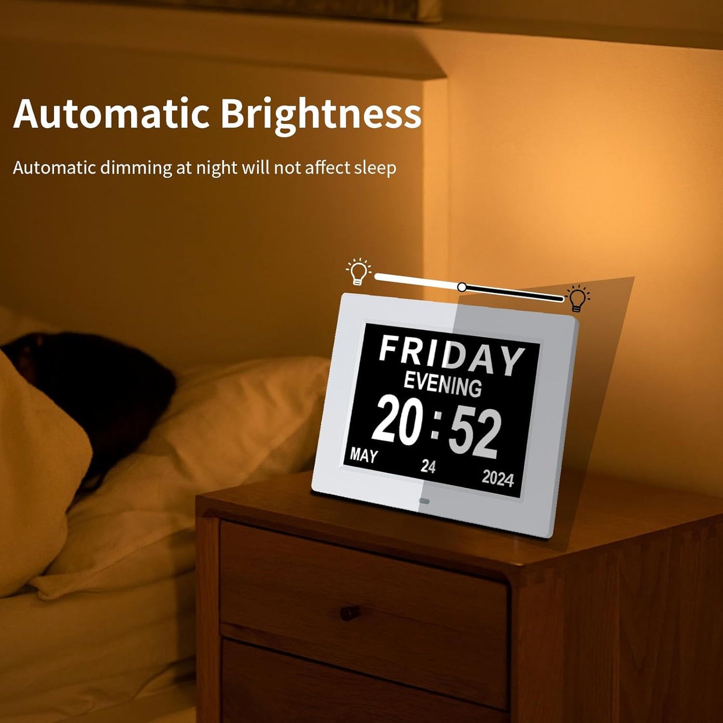 [2025 Newest] Digital Day Calendar Clocks 3 Medicine Reminders Extra Large 8 Inch Non-Abbreviated Day Date Month Dementia Senior Clock for Eldarly Memory Loss Vision Impaired Clock