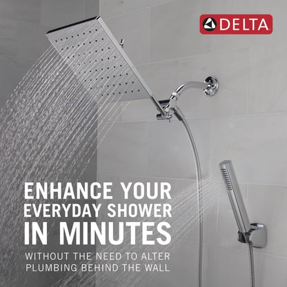 Delta Faucet 10-inch Raincan Shower Head and Hand Held Shower Combo, Black Square Shower Head, Rainfall Shower Head, Hand Shower, High Pressure Shower Head, 1.75 GPM Flow Rate, Matte Black 75527-BL