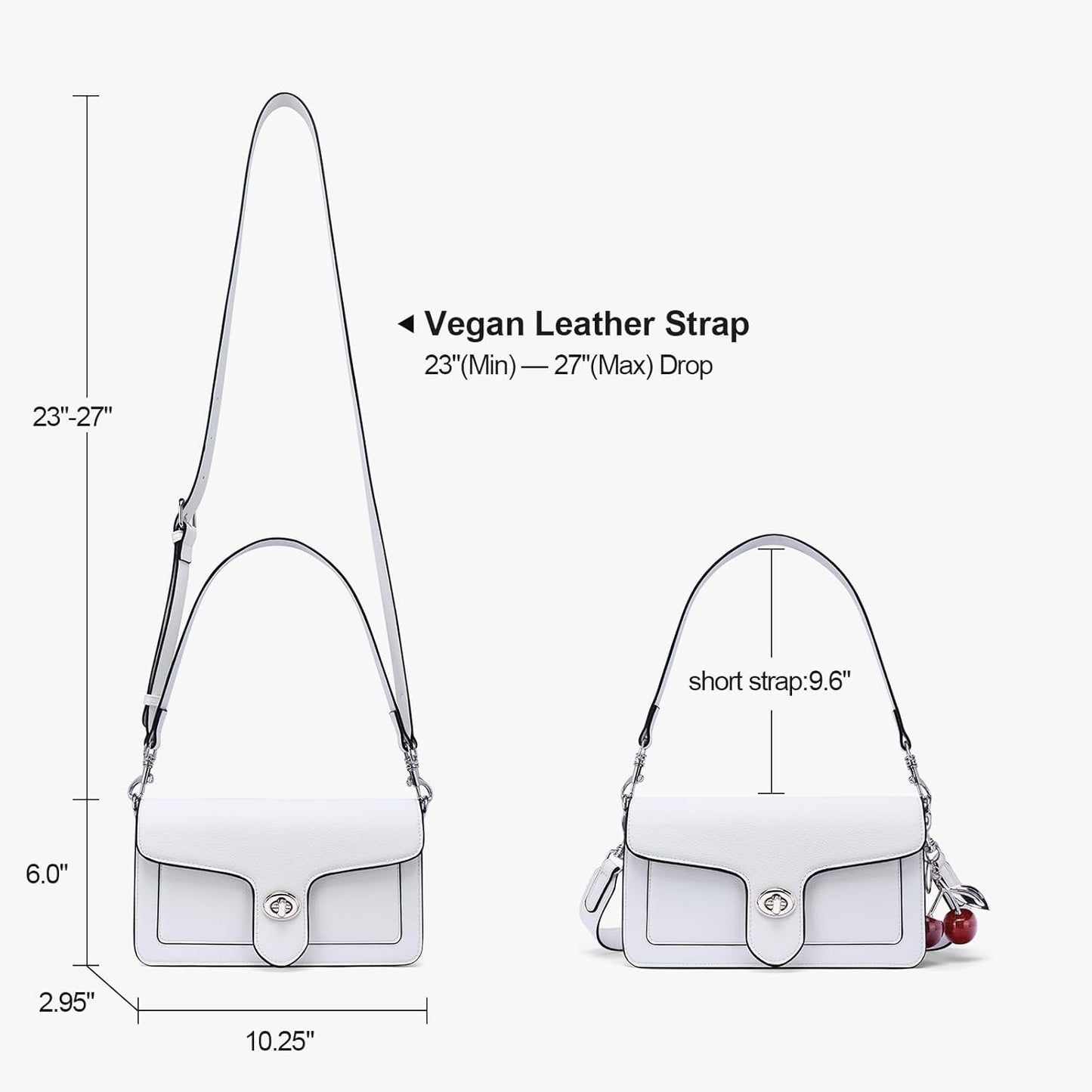 Lexiyat Purses for Women Trendy Crossbody Bags Leather Designer Handbags Travel Shoulder Cherry Bags Charm with 2 Straps