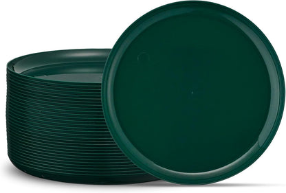 PLASTICPRO [30 Pack 10.7'' Christmass Green Plastic Party Plates Edge Collection Premium heavyweight Elegant Disposable Tableware Dishes