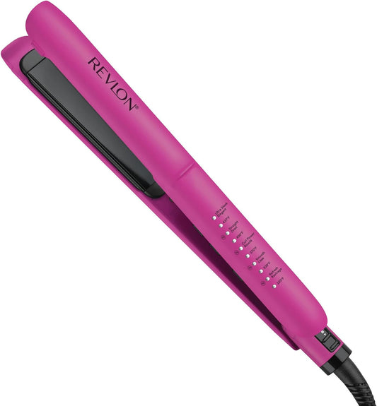 Revlon RVST2217F Easy Heat Precision 1" Flat Iron with TRUGUARD™ technology, High Heat, Less Frizz, Fast Heat, Dual Voltage, 10 Heat Settings