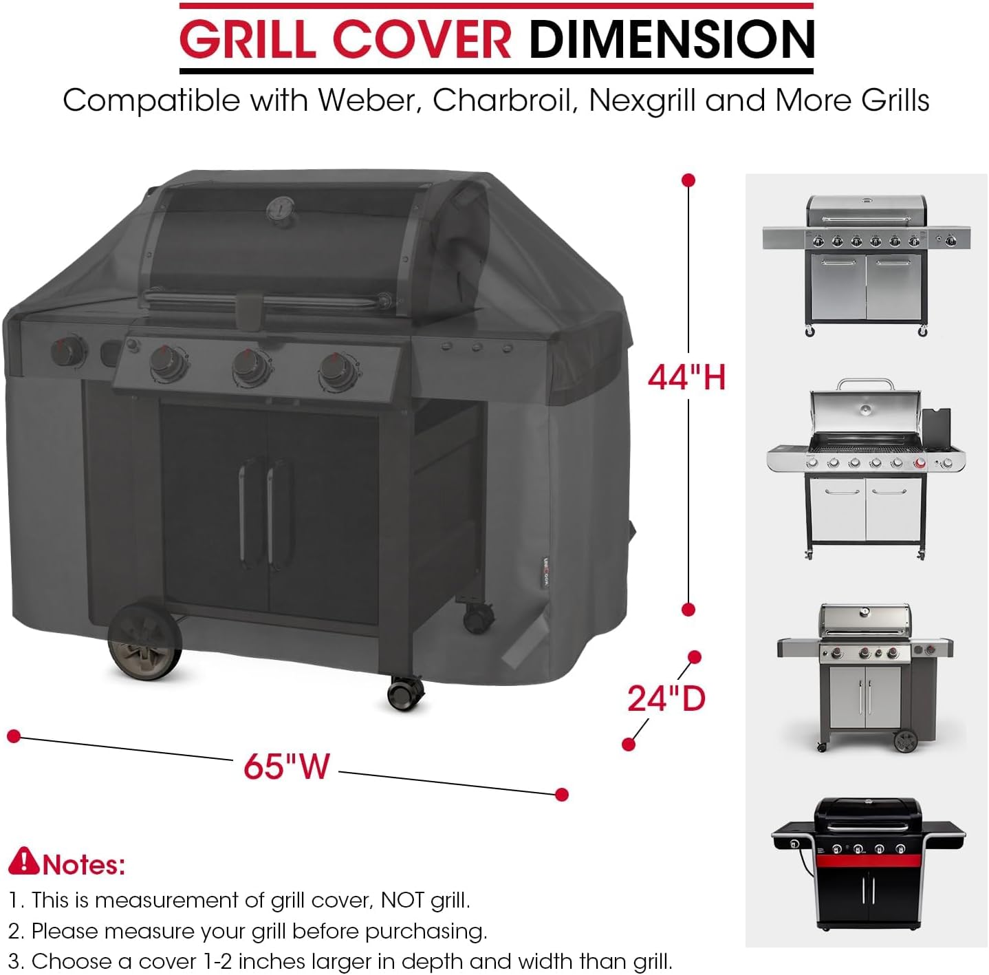 UNICOOK BBQ Cover 55 Inch, Heavy Duty Waterproof Housse BBQ, Special Fade and UV Resistant Outdoor Barbecue Grill Cover, Barbecue Accessories Compatible for Weber Char-Broil Brinkmann and More