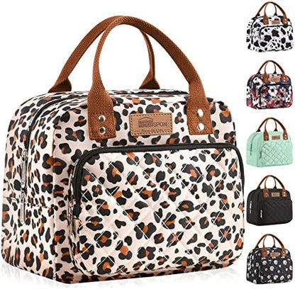 HOMESPON Lunch Bag for Woman Man Adults with Front Pocket Insulated Lunch Tote Lunch Box Container for Work Picnic or Travel(Black)