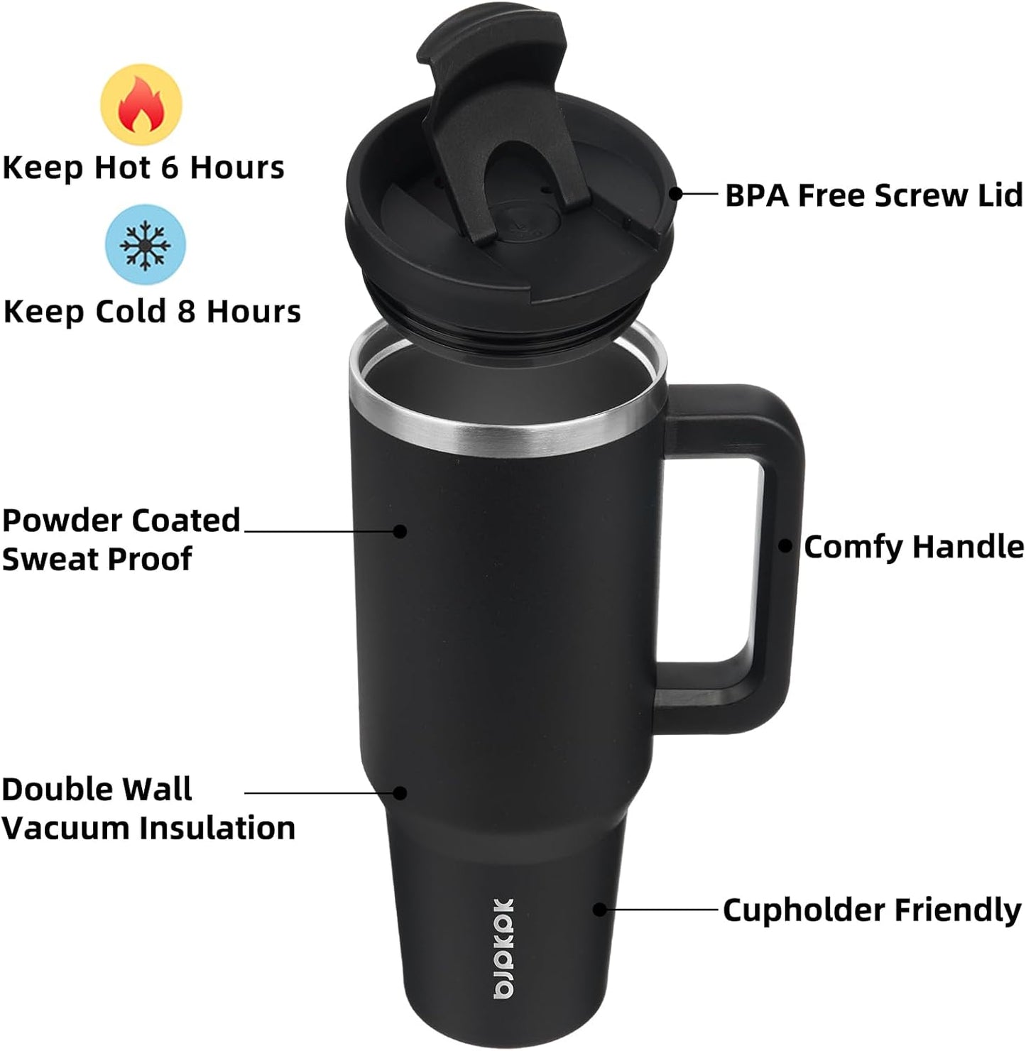 BJPKPK Tumbler with Handle and Straw 30oz Insulated Tumbler Cups with Lid Stainless Steel Travel Coffee Mug,Indigo Black