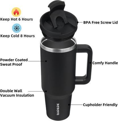 BJPKPK Tumbler with Handle and Straw 30oz Insulated Tumbler Cups with Lid Stainless Steel Travel Coffee Mug,Indigo Black
