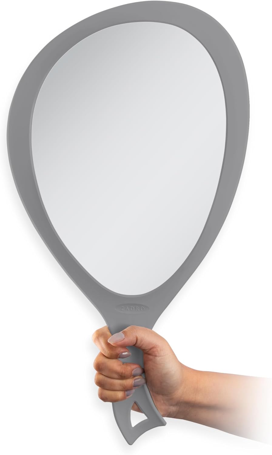 Zadro Salon Professional Extra Large Hand Mirror with Handle, 10" W x 19" L, Multi-Purpose Oval Handheld Mirror with New Distortion-Free Reflection (3, Black, Large (Pack of 3))