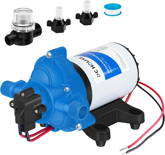 DC HOUSE 12V RV Fresh Water Pump 3.0GPM 45 PSI 12Volt DC Water Pressure Diaphragm Pump On Demand for Camper Trailer Off-Grid Cottage Yacht House