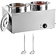 VEVOR Electric Soup Warmer, Three 6.34QT Stainless Steel Round Pot with 86~185°F Adjustable Temp, 1500W Commercial Bain Marie with Anti-Dry Burn and Reset Button, Soup Station for Restaurant, Buffet