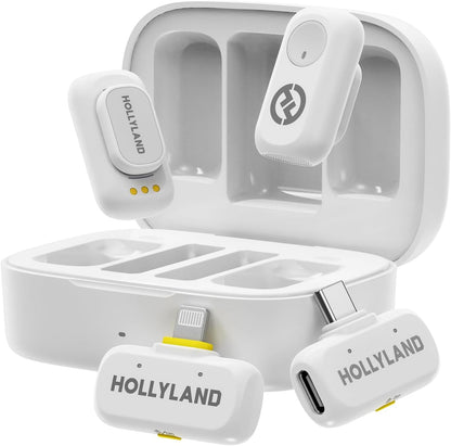 Hollyland Lark A1 Duo - Wireless Microphone USB C for iPhone 16/15 & Android (2TX + USB-C RX + Charging Case), Magnetic Mic for YouTube, TikTok, Podcast, Interviews (Black)