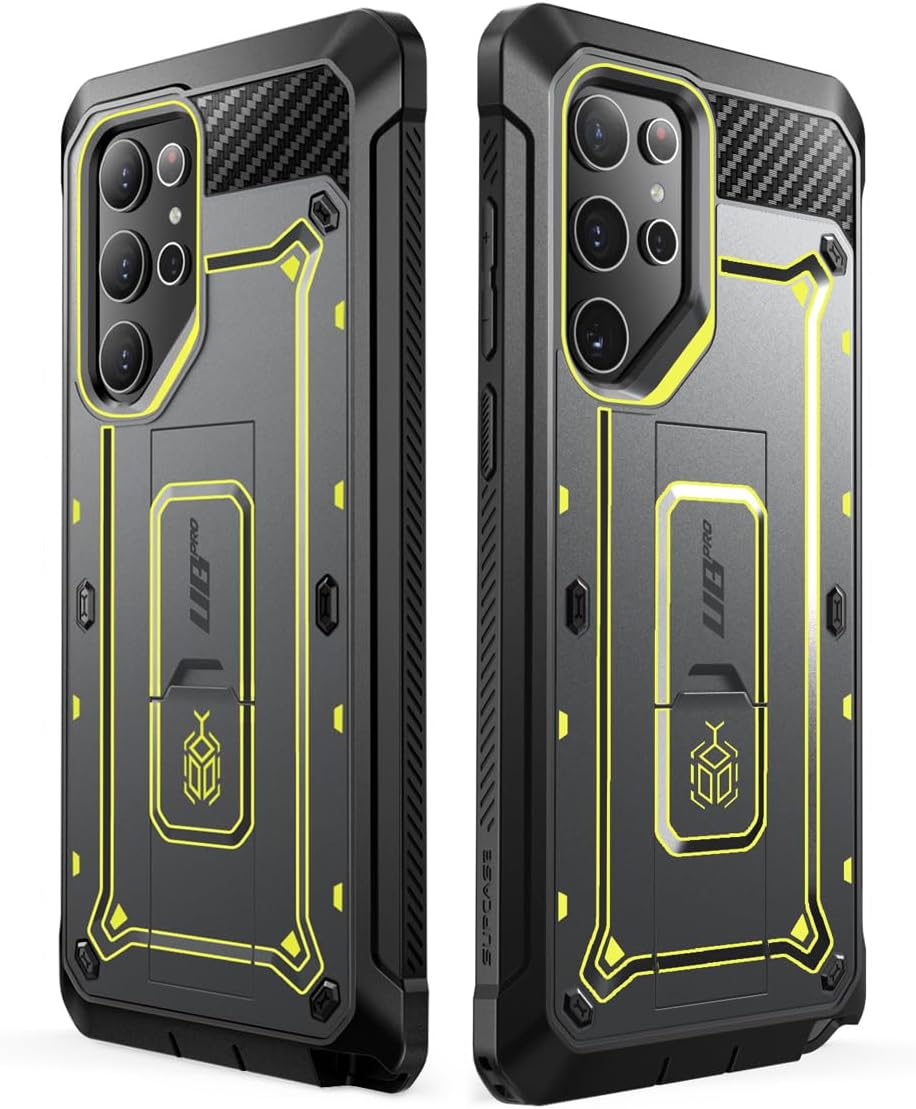 SUPCASE Unicorn Beetle Pro Case for Samsung Galaxy S23 Ultra 5G (2023), [Extra Front Frame] Full-Body Dual Layer Rugged Belt-Clip & Kickstand Case with Built-in Screen Protector (Black)