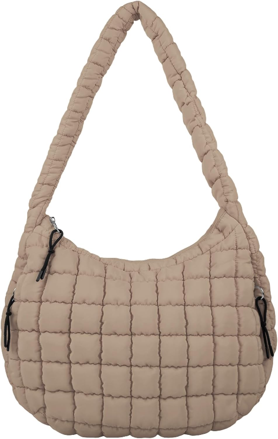 Quilted Puffer Tote Bag Large Crossbody Shoulder Bag with Zipper, Nylon Hobo Oversized Handbag