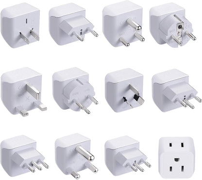 Ceptics Universal Travel Adapter kit, Dual USB (QC 3.0) + 2 US outlets + USB-C Cable, Use with Chargers, Cell Phones, Laptops, 6 Plug attachments for Worldwide use (Does Not Convert Voltage) (WPS-2B)