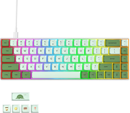 Owpkeenthy Full Size Green Mechanical Gaming Keyboard with Number Pad, Wired 100% Office NKRO Keyboard RGB Backlit 104 Keys with Red Switch for PC Gamer (104 Matcha)