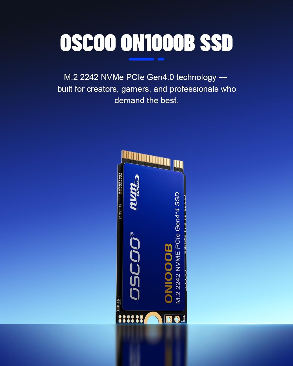 OSCOO 1TB NVMe SSD – M.2 2242 PCIe Gen4x4 Internal Solid State Drive, Up to 5400MB/s Read & 4900MB/s Write, 3D NAND, Compact High-Speed Storage for Ultrabooks, Mini PCs, Embedded Systems - ON1000B