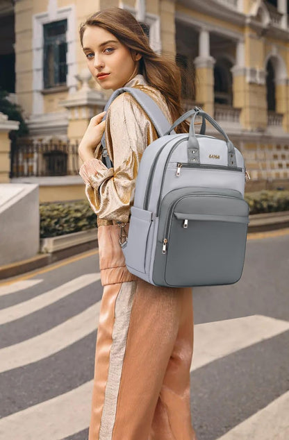 Laptop Backpack for Women Men, Water Resistant Travel Work Backpacks Purse Stylish College Business Teacher Nurse Computer Bag, Fits 17.3" Laptop Light Blue