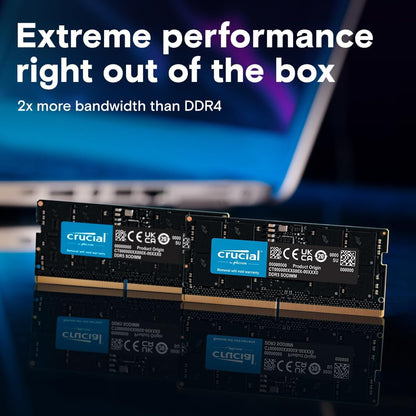 Crucial 128GB Kit (2X64GB) DDR5 RAM 5600MHz (or 5200MHz or 4800MHz) Laptop Memory Kit, SODIMM 262-Pin, Compatible with Latest Intel Core Ultra and AMD Ryzen 8000 & Above – CT2K64G56C46S5
