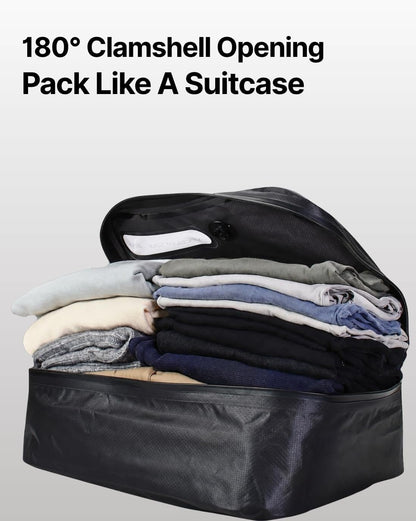 Vacuum Bags for Travel with Wireless Pump, 180° Open Zipper, IP67 Waterproof, Reusable Space Saver Compression Bags for Backpack, Suitcase, Home Storage(2 Pack + Pump)