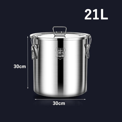 TRAGLO Rice Cereal Grain Canisters Stainless Steel Airtight Canisters Food Storage Bucket w/Handles+Lid for Kitchen Bean Flour Oil Sugar Milk 6L