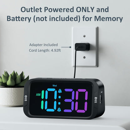 Odokee Digital Dual Alarm Clock for Bedroom, Easy to Set, 0-100% Dimmer, USB Charger, 5 Sounds Adjustable Volume, Weekday/Weekend Mode, Snooze, 12/24Hr, Battery Backup, Compact Clock for Bedside(Blue)