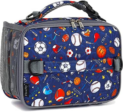 FlowFly Kids Lunch Box Insulated Soft Bag Mini Cooler Back to School Thermal Meal Tote Kit for Girls, Boys, Black