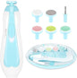 Qunlions life Electric Nail File Drill for Baby, No Sharp Claws Hurt, 6 in 1 Safety Cutter Trimmer Clipper for Toes and Fingers (Blue)