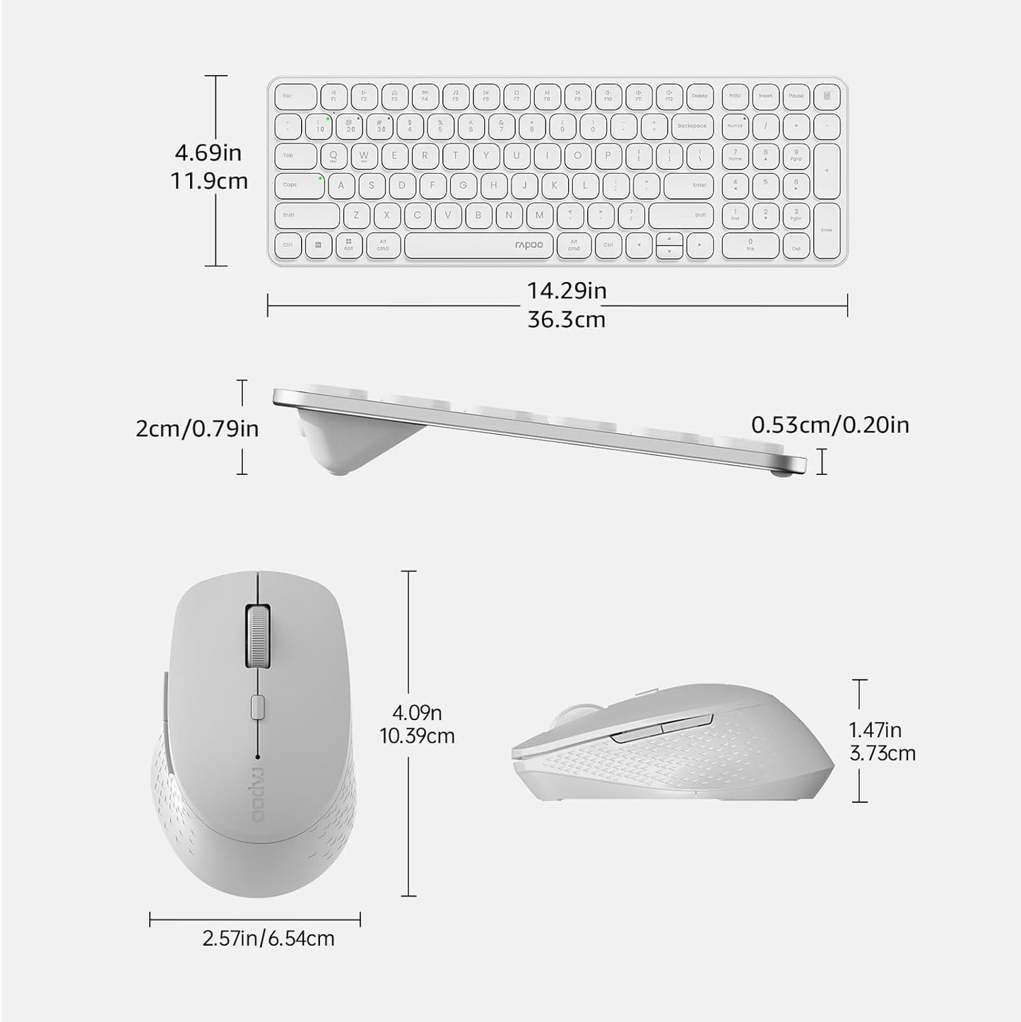 RAPOO Keyboard and Mouse Wireless - 9010M Multi-Device Wireless Keyboard Mouse Combo, 2.4GHz/Bluetooth 5.0/4.0 Wireless Keyboard Mouse Set for Windows/Mac/Linux/Chrome, Support 4 Devices, Silent Click