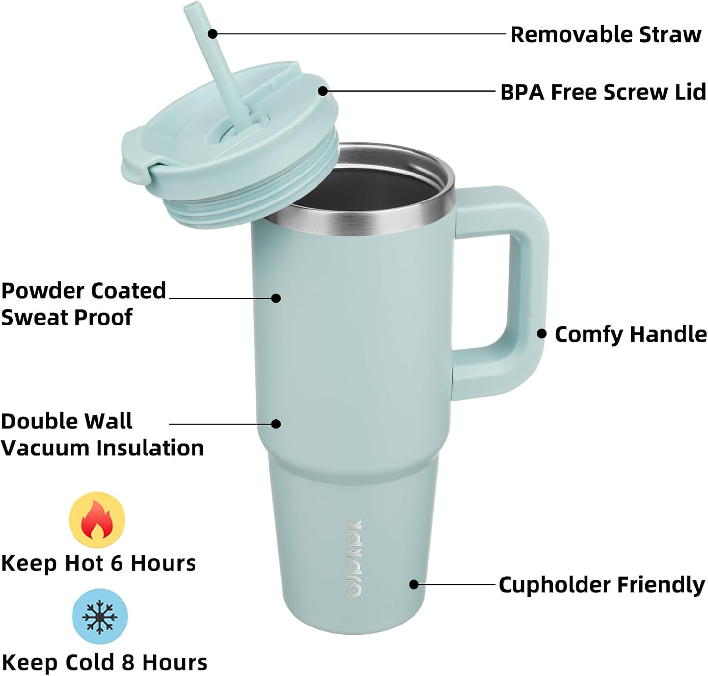 BJPKPK Tumbler with Handle and Straw 30oz Insulated Tumbler Cups with Lid Stainless Steel Travel Coffee Mug,Indigo Black