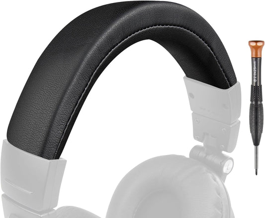 SOULWIT Protein Leather Headband Cover for Audio Technica ATH M50, M50X, M50XWH, M50XBT, M50XBT2, M50S/LE, M50xSTS Headphones, Replacement Headstrap Pad Repair Part (Black)