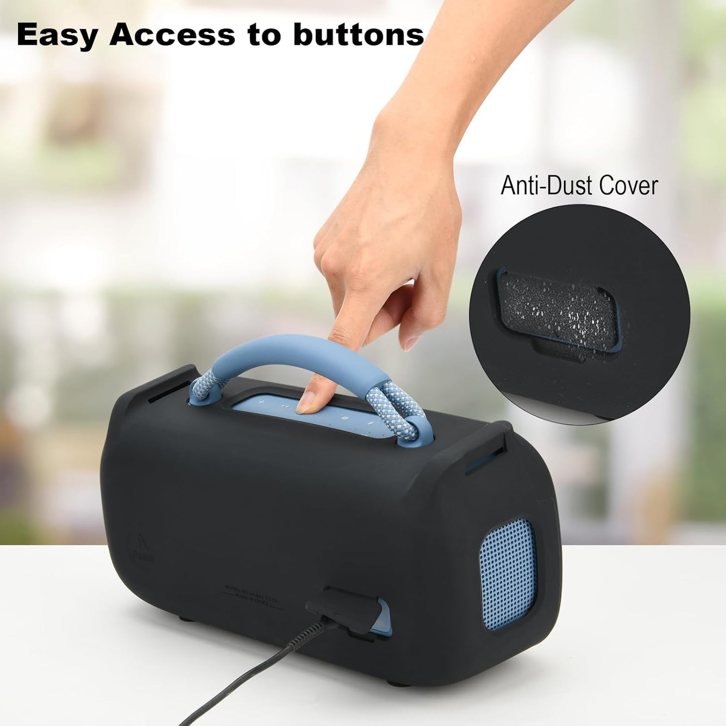 TXEsign Silicone Case for New Bose SoundLink Max Portable Speaker, Travel Carrying Case Protective Replacement Case with Shoulder Strap Charging Port Cover (Black)