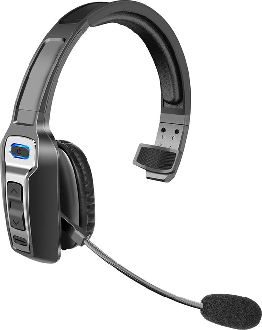Sarevile Trucker Bluetooth Headset, V5.2 Wireless Headset with Upgraded Microphone AI Noise Canceling, On Ear Bluetooth Headphone with Mute for Driver Office Call Center