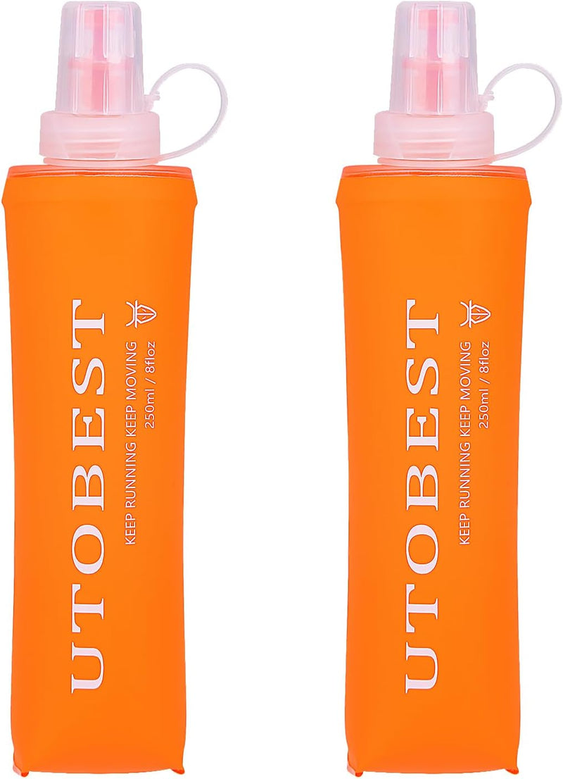 UTOBEST Soft Flask Running Water Bottle Collapsible Water Bottle for Trail Running Hydration Pack Hiking Cycling Climbing 150ML/250ML/350ML/450ML/500ML/550ML