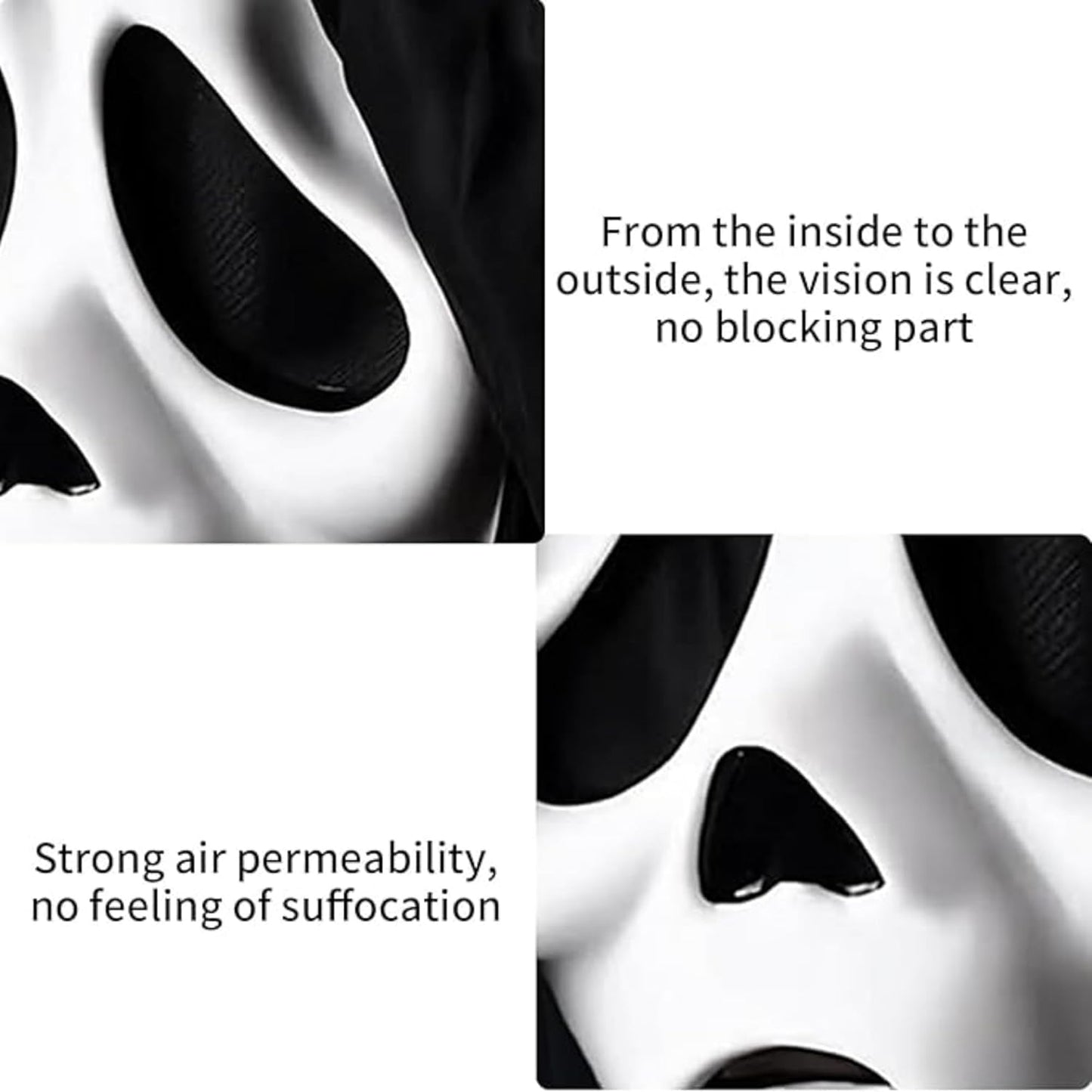 Ghost Face Mask Adult - Scream Mask Ghostface Halloween Costume, Scary Ghost Mask for Cosplay and Parties